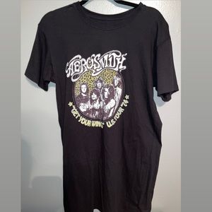 Black Aerosmith Graphic T Shirt Dress